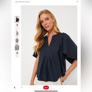 Tuckernuck Navy Flutter Sleeve Top
